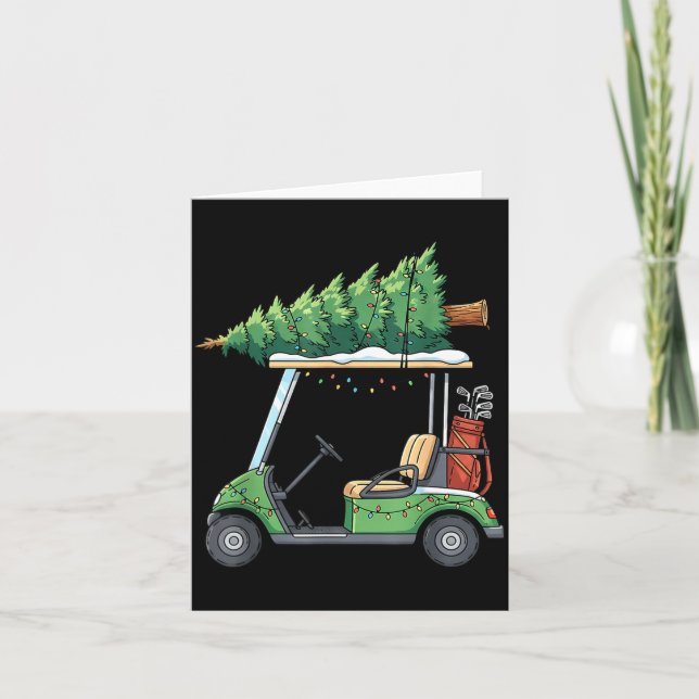 Golf Cart Christmas Tree Lights Funny For Men Wome Card (Front)