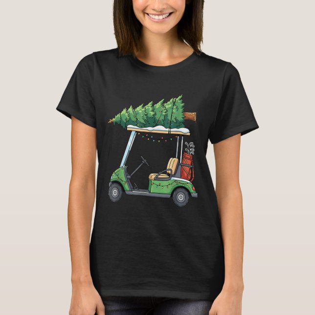 Golf Cart Christmas Tree Lights Funny For Men Wome T-Shirt (Front)