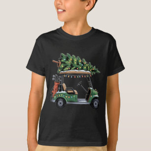 Golf Cart Christmas Tree Lights Golfing Golfer Fun T-Shirt