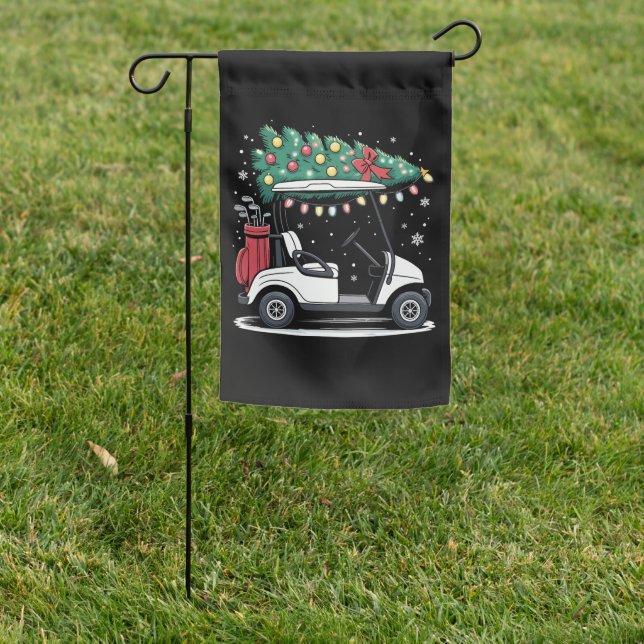 Golf Cart Christmas Tree Lights Xmas Sport Golfer  Garden Flag (In SItu)