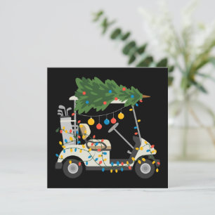 Golf Cart Christmas Tree Lights Xmas Sport Golfer Holiday Card