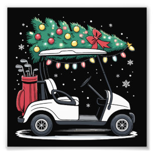 Golf Cart Christmas Tree Lights Xmas Sport Golfer Photo Print