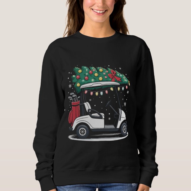 Golf Cart Christmas Tree Lights Xmas Sport Golfer  Sweatshirt (Front)
