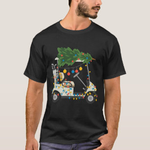 Golf Cart Christmas Tree Lights Xmas Sport Golfer T-Shirt