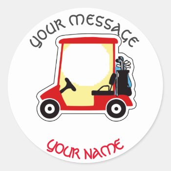 Golf Cart Classic Round Sticker by ALL4K1DS at Zazzle
