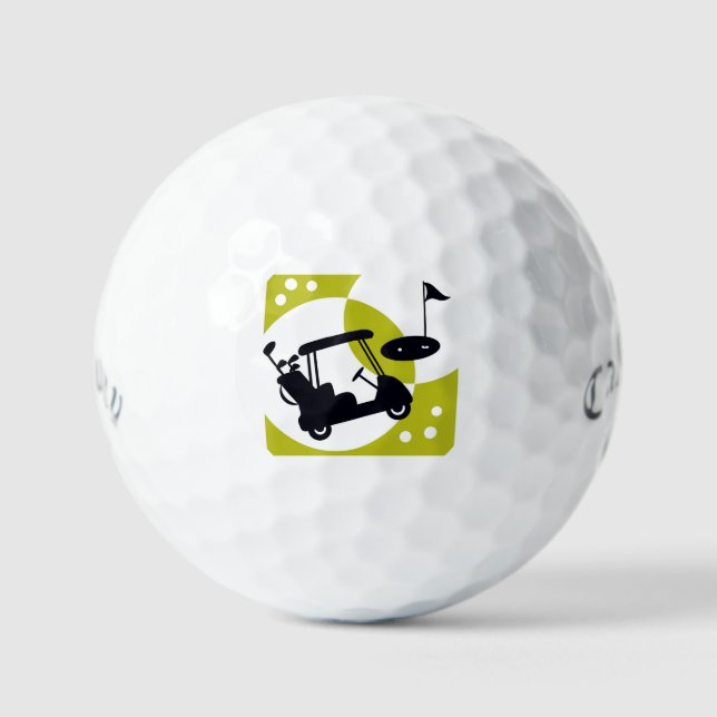 Golf cart, clubs, & greens balls (Front)