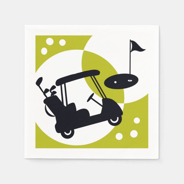 Golf cart, clubs, & greens napkins (Front)
