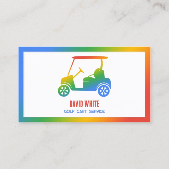 🏌️‍♂️Golf Cart Colourful Custom QR Business Card (Front)