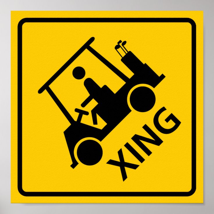 Golf Cart Crossing Highway Sign Zazzle