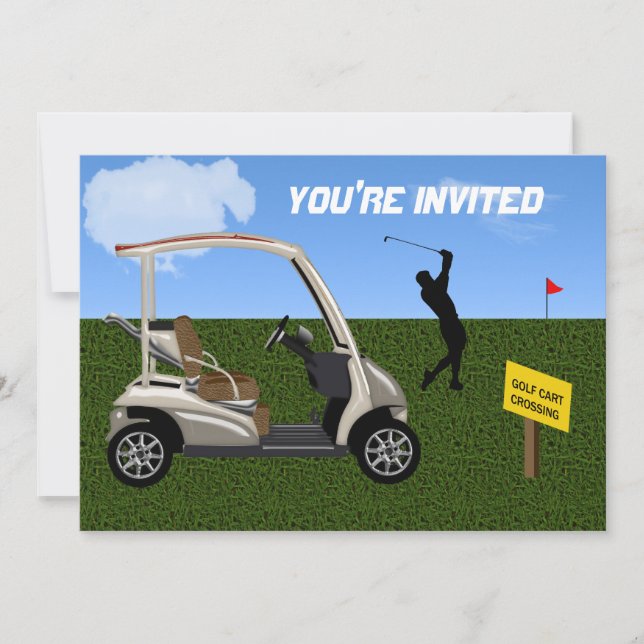 Golf Cart Crossing on Fairway Invitation (Front)