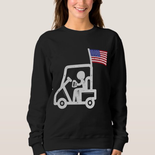 Golf Cart Flag Beer Funny Golfing Drinking Golfer  Sweatshirt