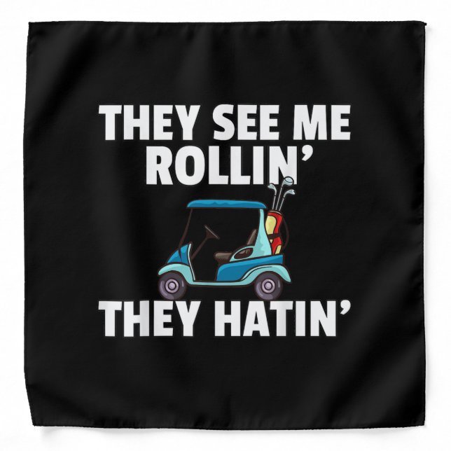 Golf Cart Gift Golfing Golfer Funny Men Bandana (Front)