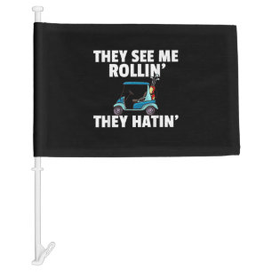 Golf Cart Gift Golfing Golfer Funny Men Car Flag