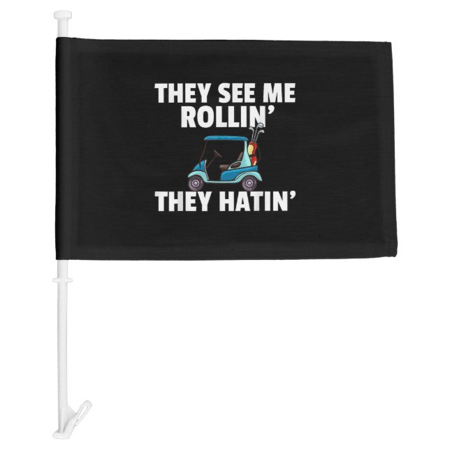 Golf Cart Gift Golfing Golfer Funny Men Car Flag (Front)