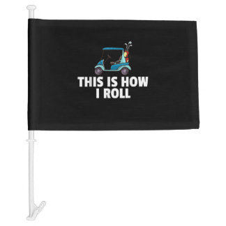 Golf Cart Gift Golfing Golfer Funny Men Car Flag