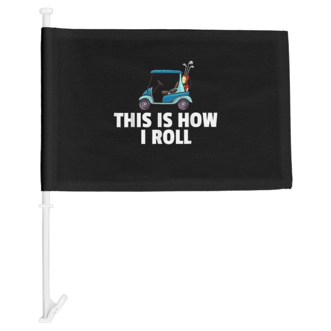 Golf Cart Gift Golfing Golfer Funny Men Car Flag (Front)