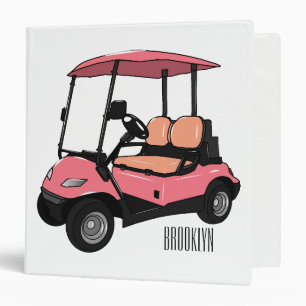 Golf cart / golf buggy cartoon illustration 3 ring binder