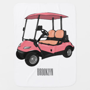 Golf cart / golf buggy cartoon illustration baby blanket