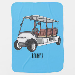 Golf cart / golf buggy cartoon illustration baby blanket