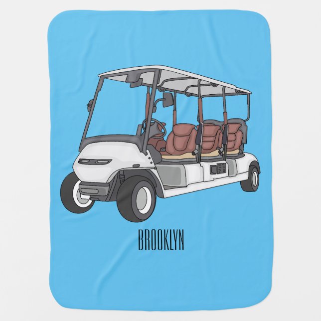 Golf cart / golf buggy cartoon illustration  baby blanket (Front)