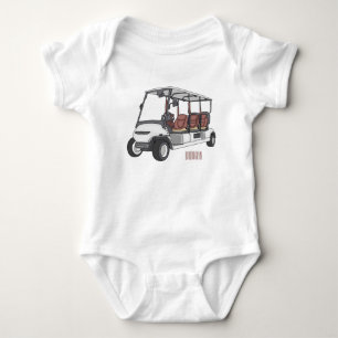 Golf cart / golf buggy cartoon illustration baby bodysuit