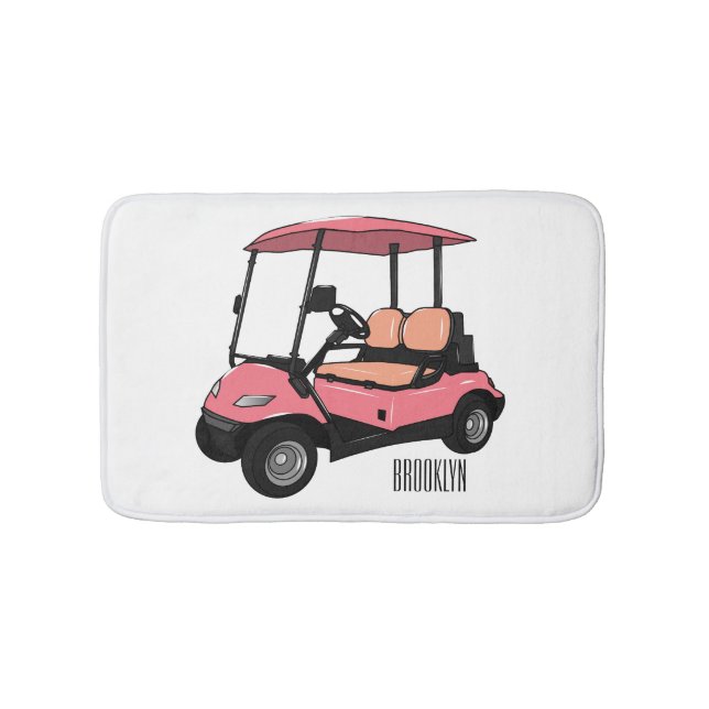Golf cart / golf buggy cartoon illustration bath mat (Front)