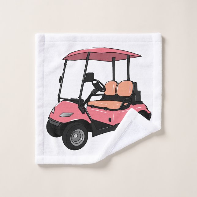 Golf cart / golf buggy cartoon illustration bath towel set (Wash Cloth)