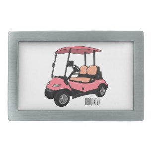 Golf cart / golf buggy cartoon illustration belt buckle