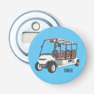 Golf cart / golf buggy cartoon illustration  bottle opener