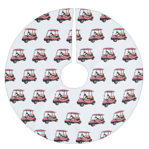 Golf cart / golf buggy cartoon illustration brushed polyester tree skirt