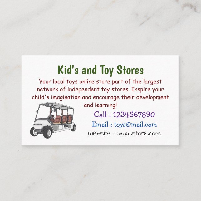Golf cart / golf buggy cartoon illustration  business card (Front)