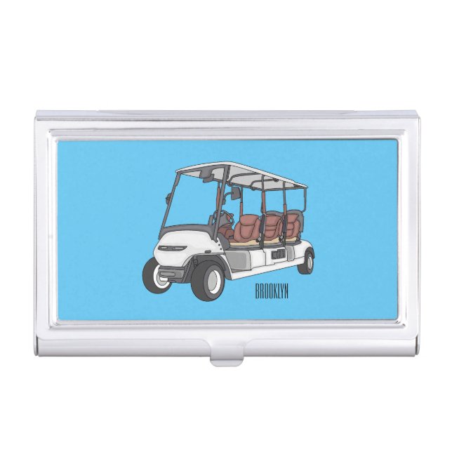 Golf cart / golf buggy cartoon illustration  business card case (Front)