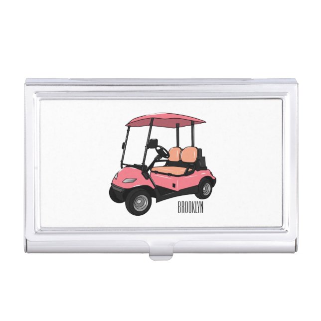 Golf cart / golf buggy cartoon illustration business card case (Front)