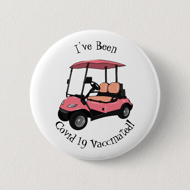 Golf cart / golf buggy cartoon illustration button (Front)