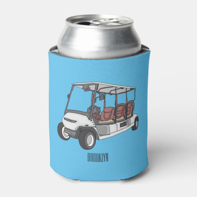 Golf cart / golf buggy cartoon illustration can cooler (Can Front)