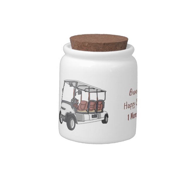 Golf cart / golf buggy cartoon illustration  candy jar (Left)