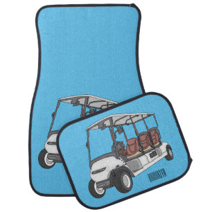 Golf cart / golf buggy cartoon illustration car floor mat