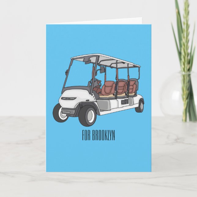 Golf cart / golf buggy cartoon illustration card (Front)