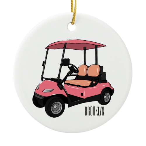 Golf cart / golf buggy cartoon illustration ceramic ornament