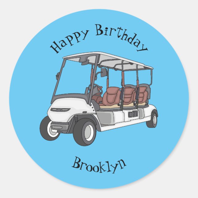 Golf cart / golf buggy cartoon illustration  classic round sticker (Front)