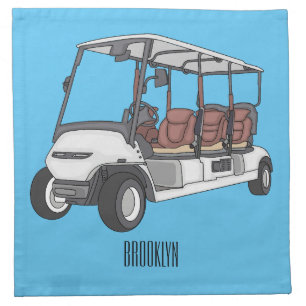 Golf cart / golf buggy cartoon illustration cloth napkin