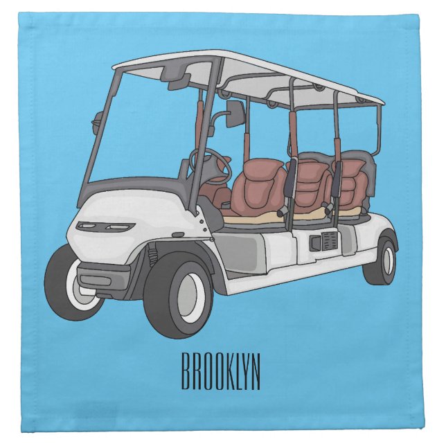 Golf cart / golf buggy cartoon illustration cloth napkin (Front)