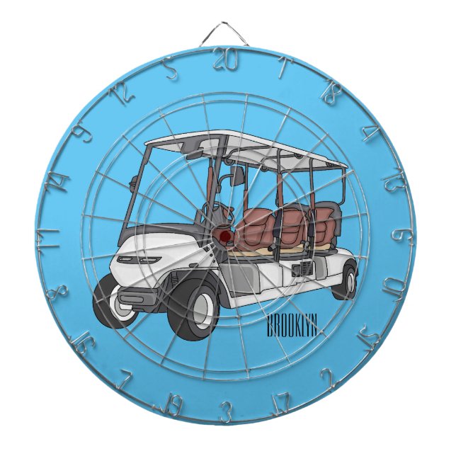 Golf cart / golf buggy cartoon illustration dart board (Front)