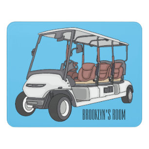Golf cart / golf buggy cartoon illustration door sign