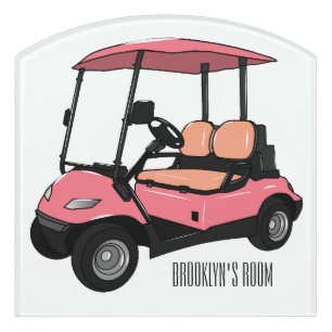 Golf cart / golf buggy cartoon illustration door sign