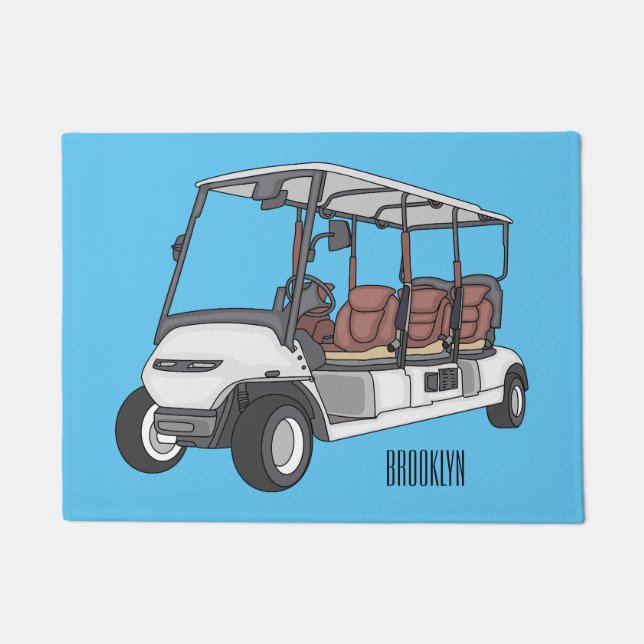 Golf cart / golf buggy cartoon illustration  doormat (Front)