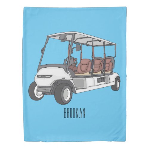 Golf cart  golf buggy cartoon illustration  duvet cover