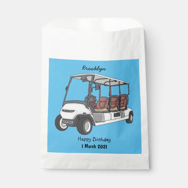 Golf cart / golf buggy cartoon illustration  favor bag (Front)