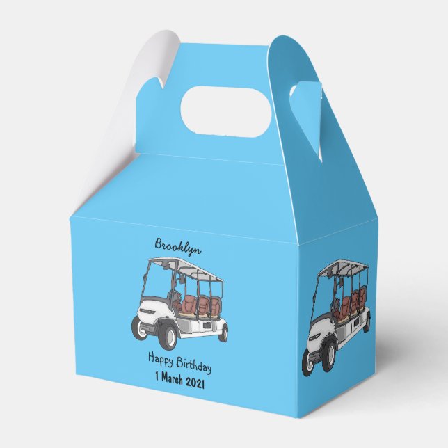 Golf cart / golf buggy cartoon illustration favor boxes (Front Side)