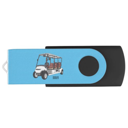 Golf cart  golf buggy cartoon illustration  flash drive